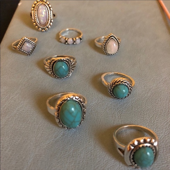 Turquoise and Silver Rings - Picture 3 of 5
